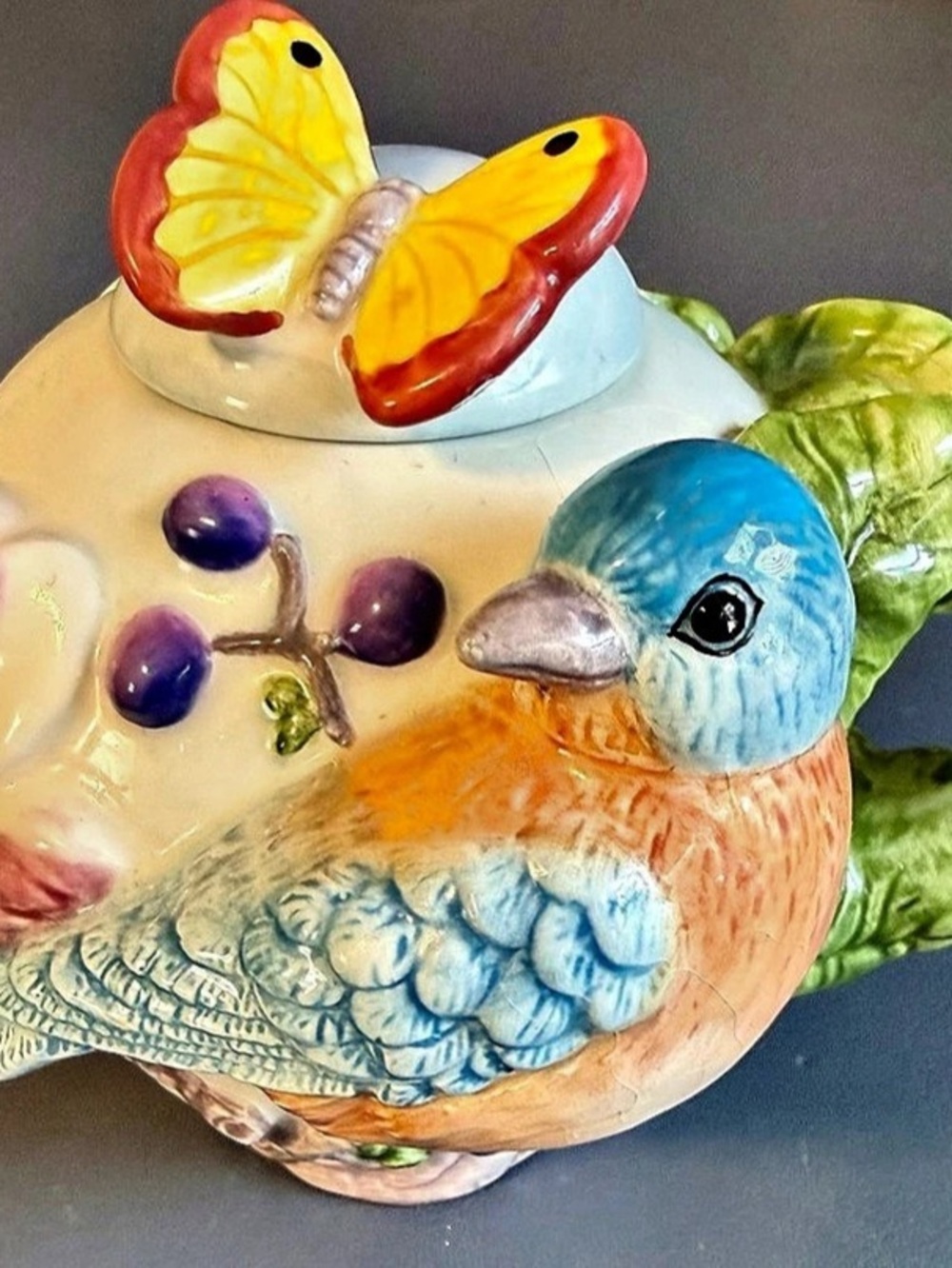 Hand-Painted Bird Teapot Decor